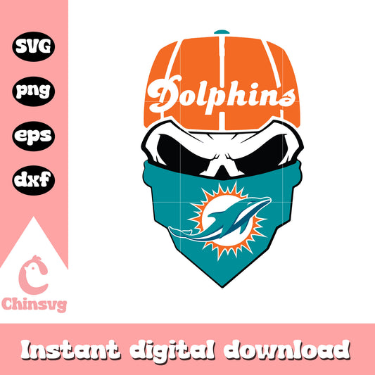 Nfl football miami dolphins team masked skull design svg, dolphins nfl svg