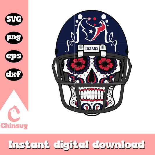 Nfl houston texans team skull floral svg, houston texans logo helmet svg