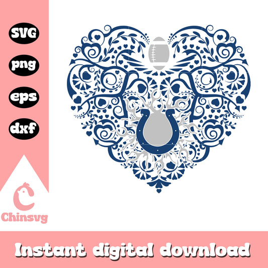 Nfl indianapolis colts heart flower design svg, nfl indianapolis svg