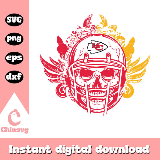 Nfl kansas city chiefs football skull helmet svg, kansas city chiefs nfl team svg