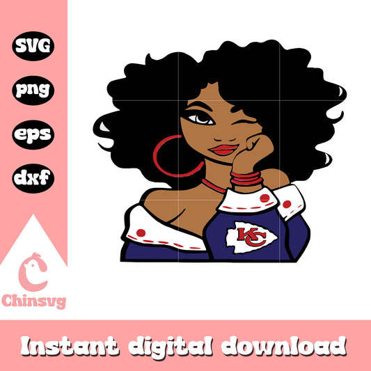 Nfl kc chiefs girl clipart svg, nfl kansas city svg, nfl sport svg
