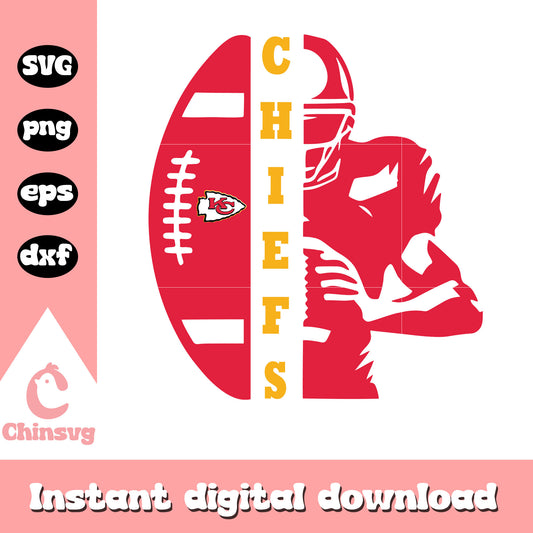 Nfl kc chiefs player ball svg, kansas city nfl svg, nfl team svg