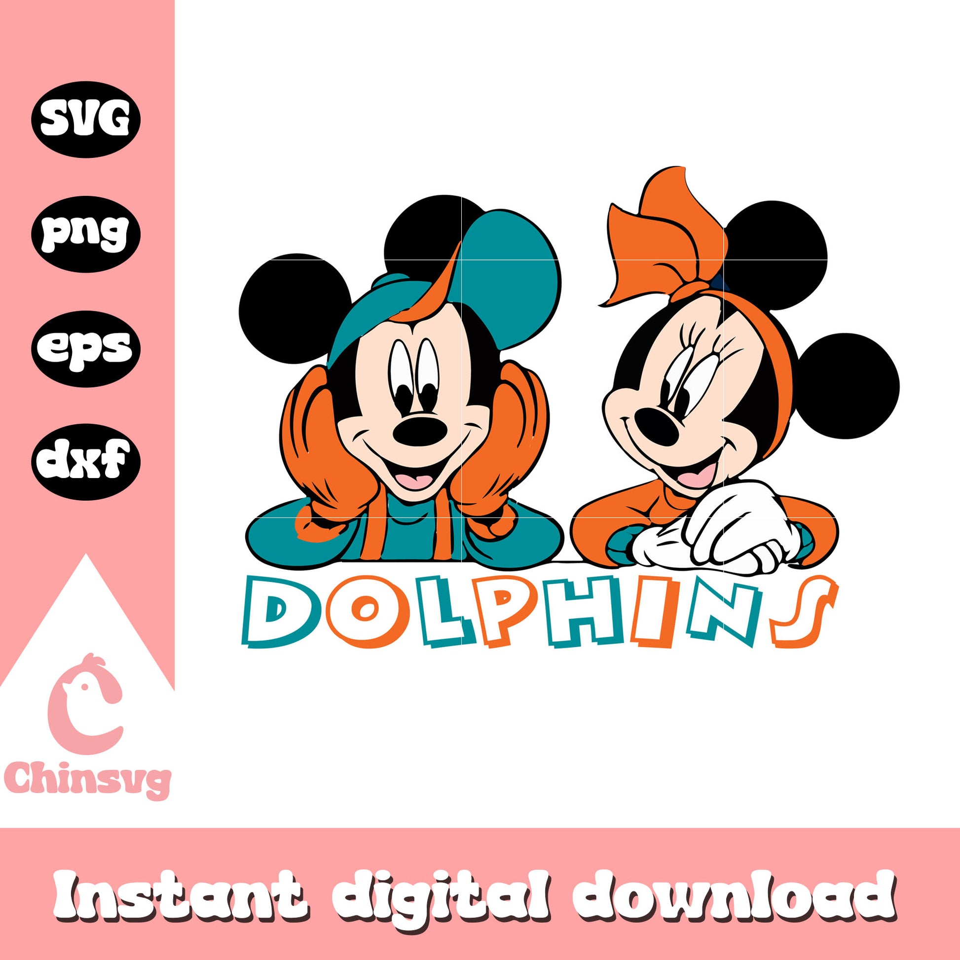 Nfl miami dolphins team mickey and minnie svg, dolphin football svg