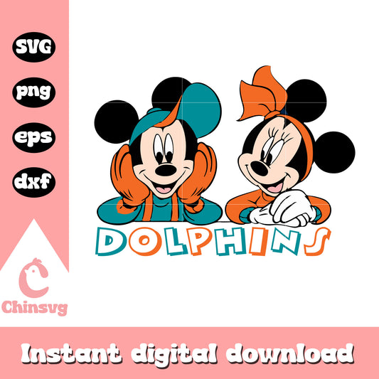Nfl miami dolphins team mickey and minnie svg, dolphin football svg