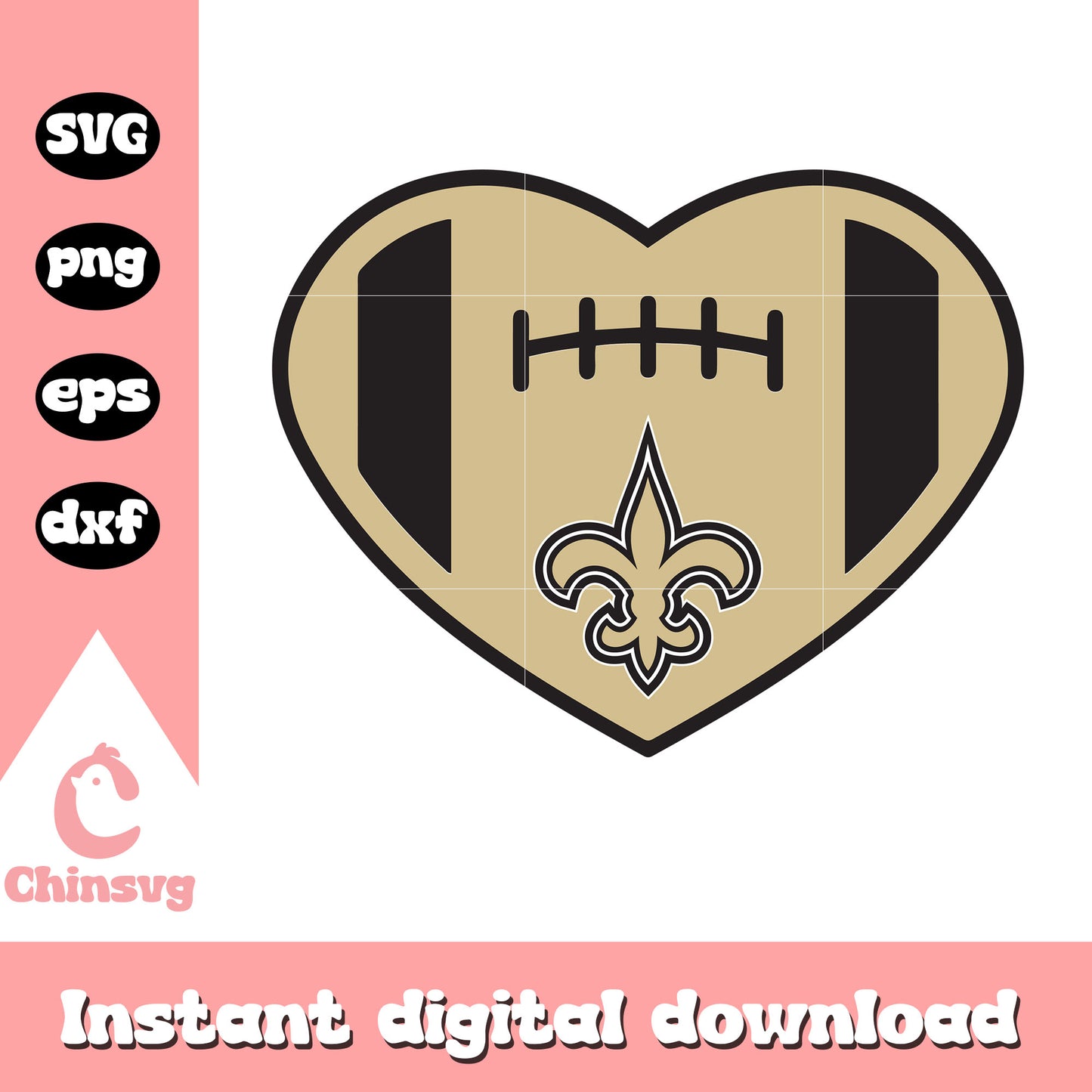 Nfl new orleans saints heart ball svg, new orleans saints logo images​ svg