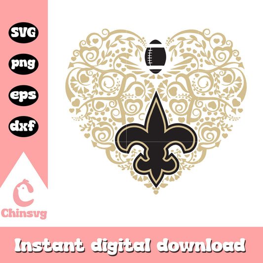 Nfl new orleans saints heart clipart svg, new orleans saints football team logo svg