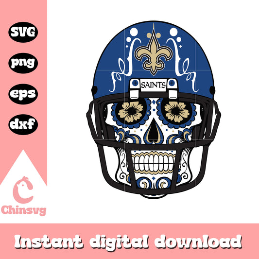 Nfl new orleans saints skull helmet flower svg, new orleans saints logo helmet svg