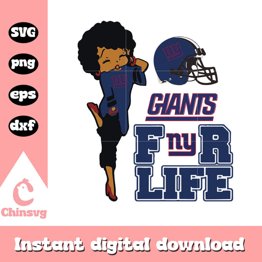 Nfl new york giants team betty boop for life svg, ny giants logos svg