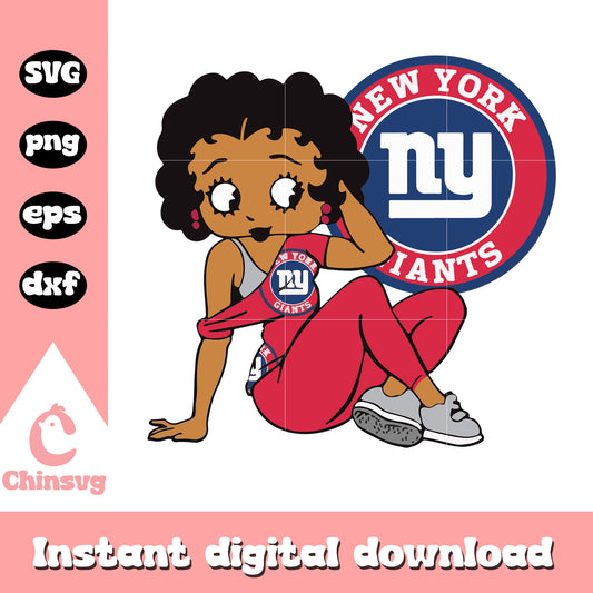 Nfl new york giants team betty boop logo design svg, logo ny giants svg