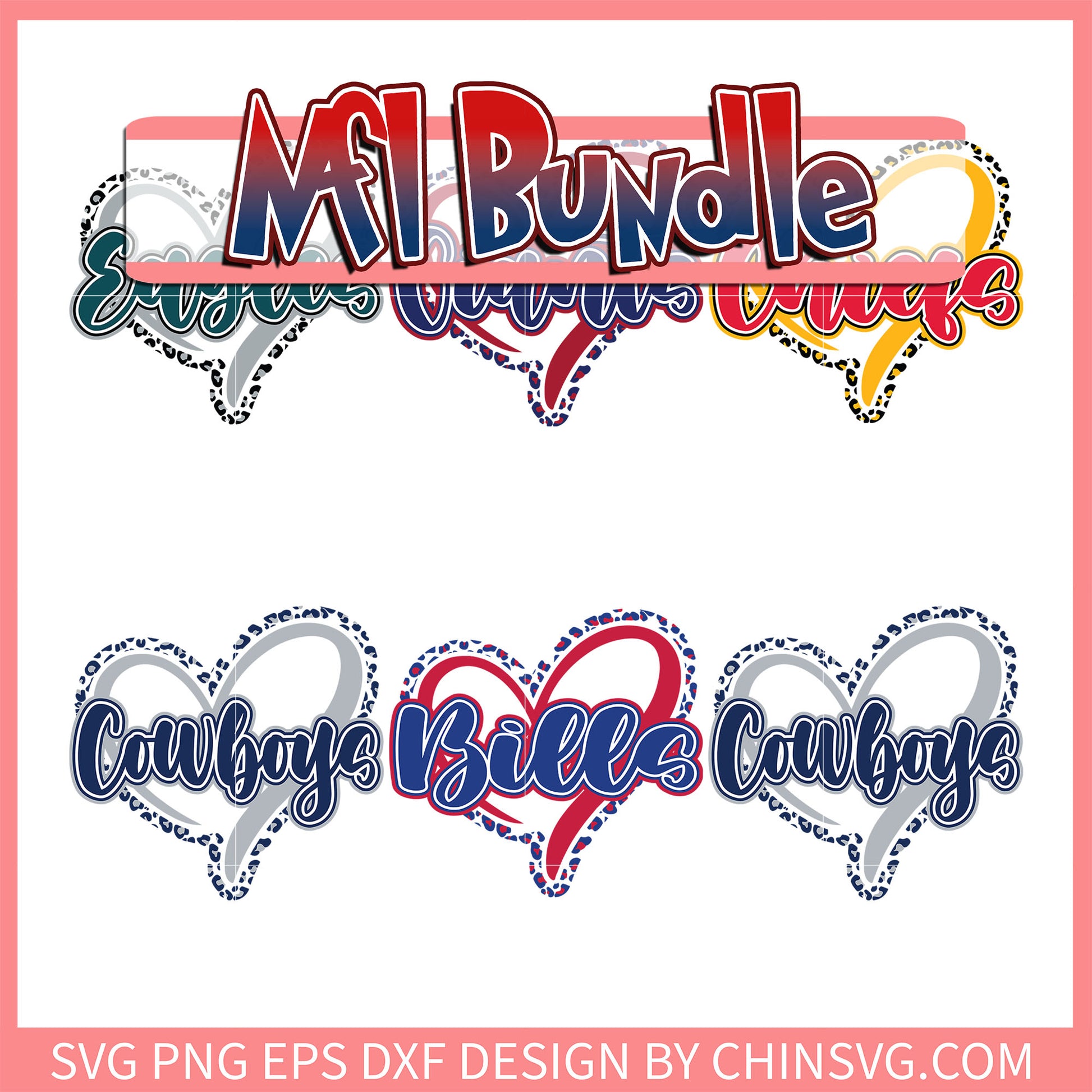 Nfl rugby teams heart logo bundle svg, nfl sunday ticket svg