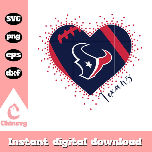 Nfl team houston texans heart ball svg, football team houston texans svg