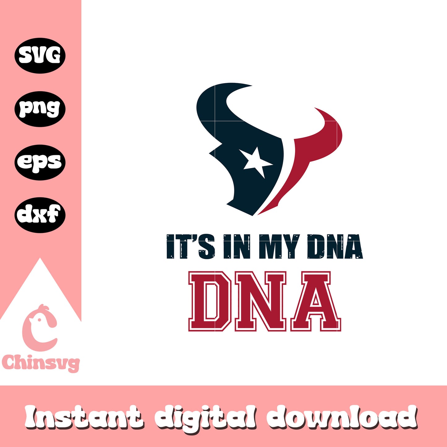 Nfl team houston texans it's in my dna svg, houston texans football svg