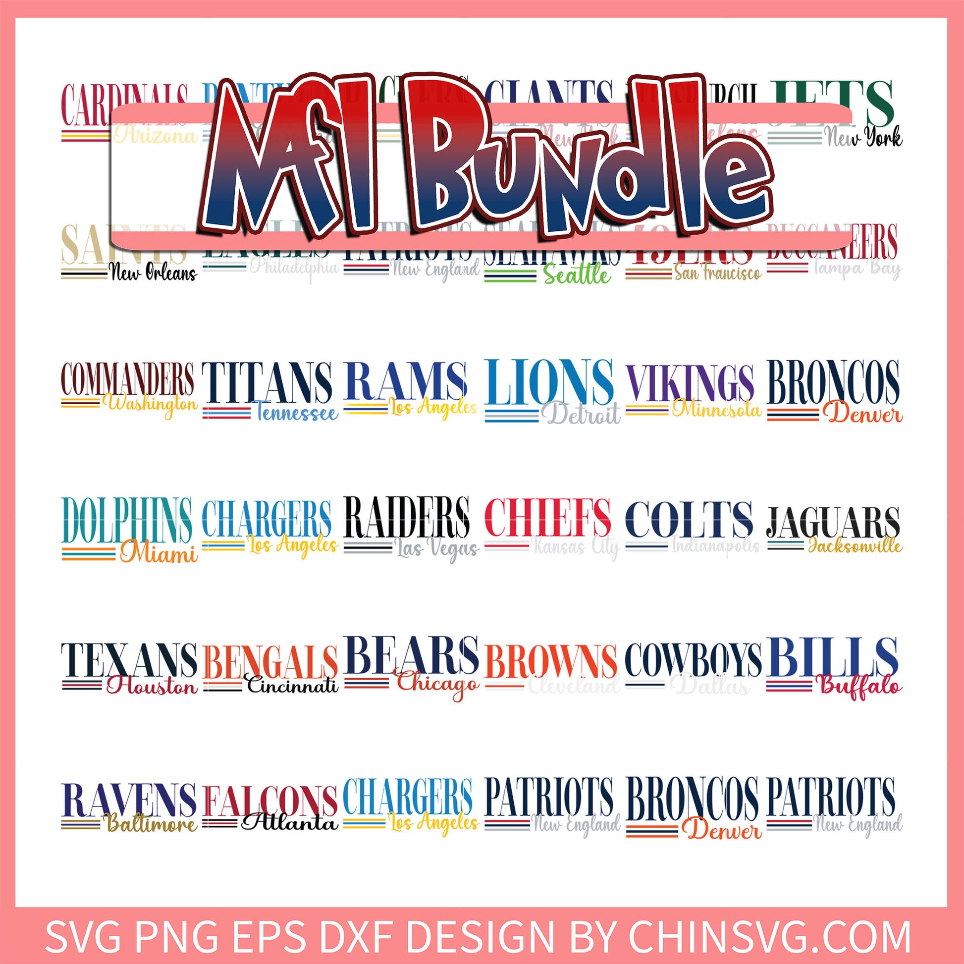 Nfl teams text design bundle svg, nfl mock draft simulator svg 