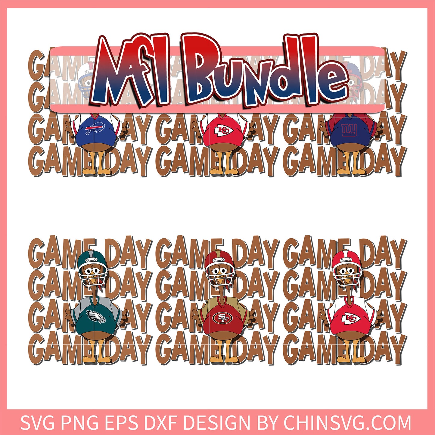 Nfl turkey gameday bundle svg, nfl teams svg, logo svg