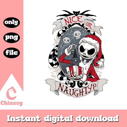 Nice or naughty jack santa claus png, jack skellington costume png