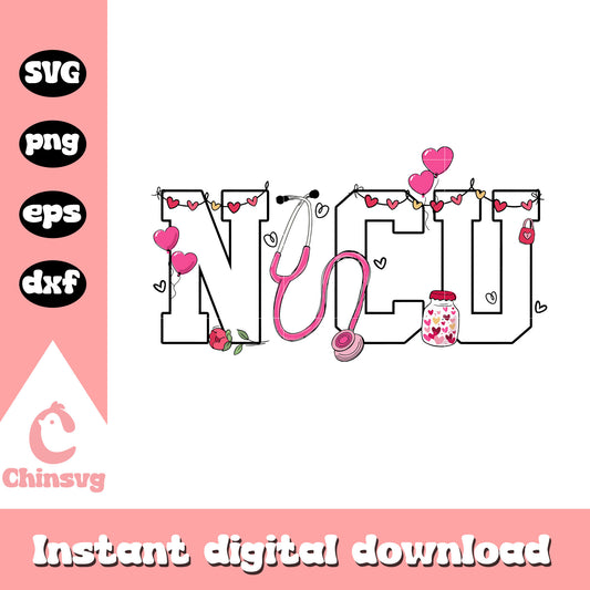 Nicu valentine font design svg, nicu nurse svg, valentine svg