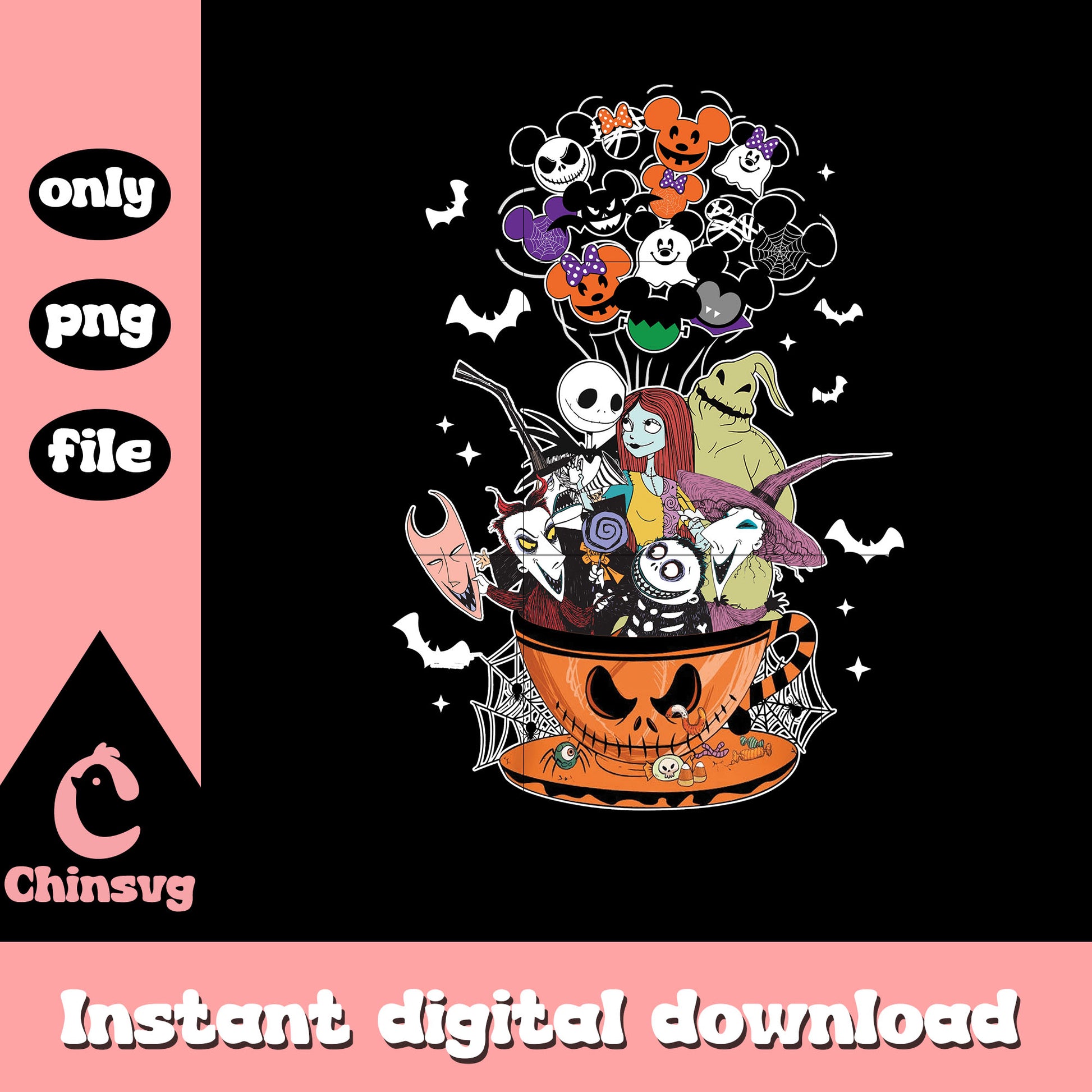 Nightamre before christmas characters cup png, jack skellington movie png 