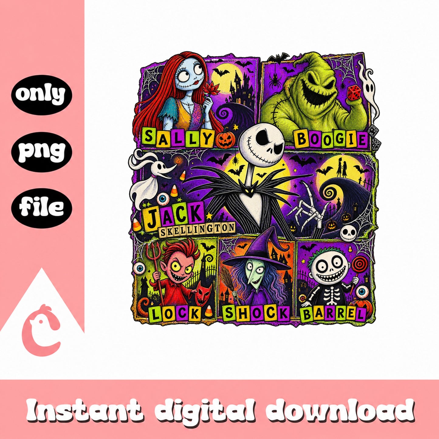 Nightmare Before Christmas PNG, Halloween Bundle, Sally Jack PNG