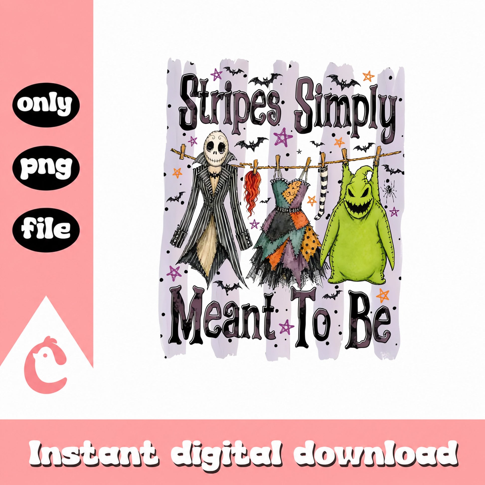 Nightmare Before Christmas PNG, Halloween Stripes Simply, PNG File
