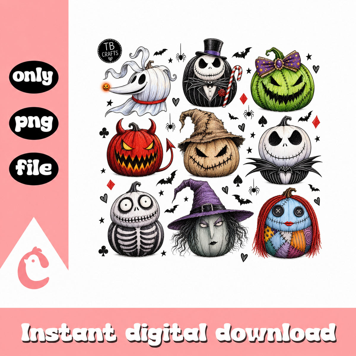 Nightmare Before Christmas Pumpkin Bundle, Halloween PNG, Jack Skellington PNG
