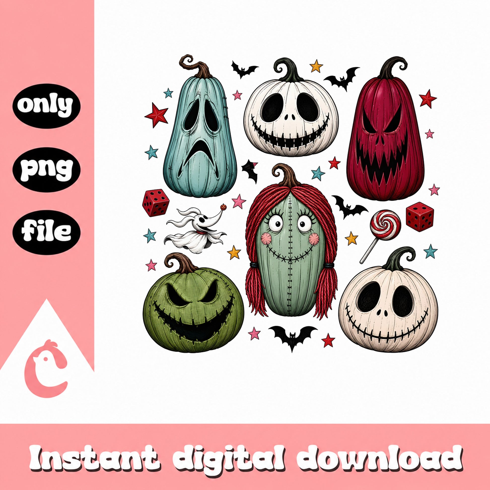 Nightmare Before Christmas Pumpkin PNG, Halloween PNG, Jack Sally PNG