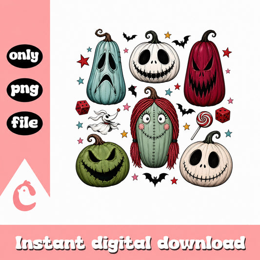 Nightmare Before Christmas Pumpkin PNG, Halloween PNG, Jack Sally PNG