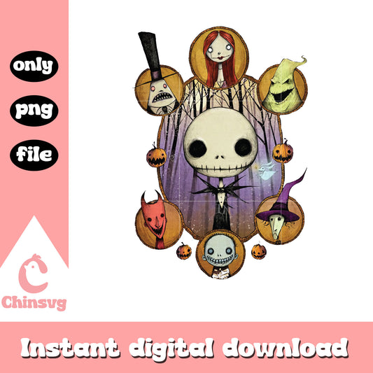 Nightmare before christmas characters png, jack skellington art png 