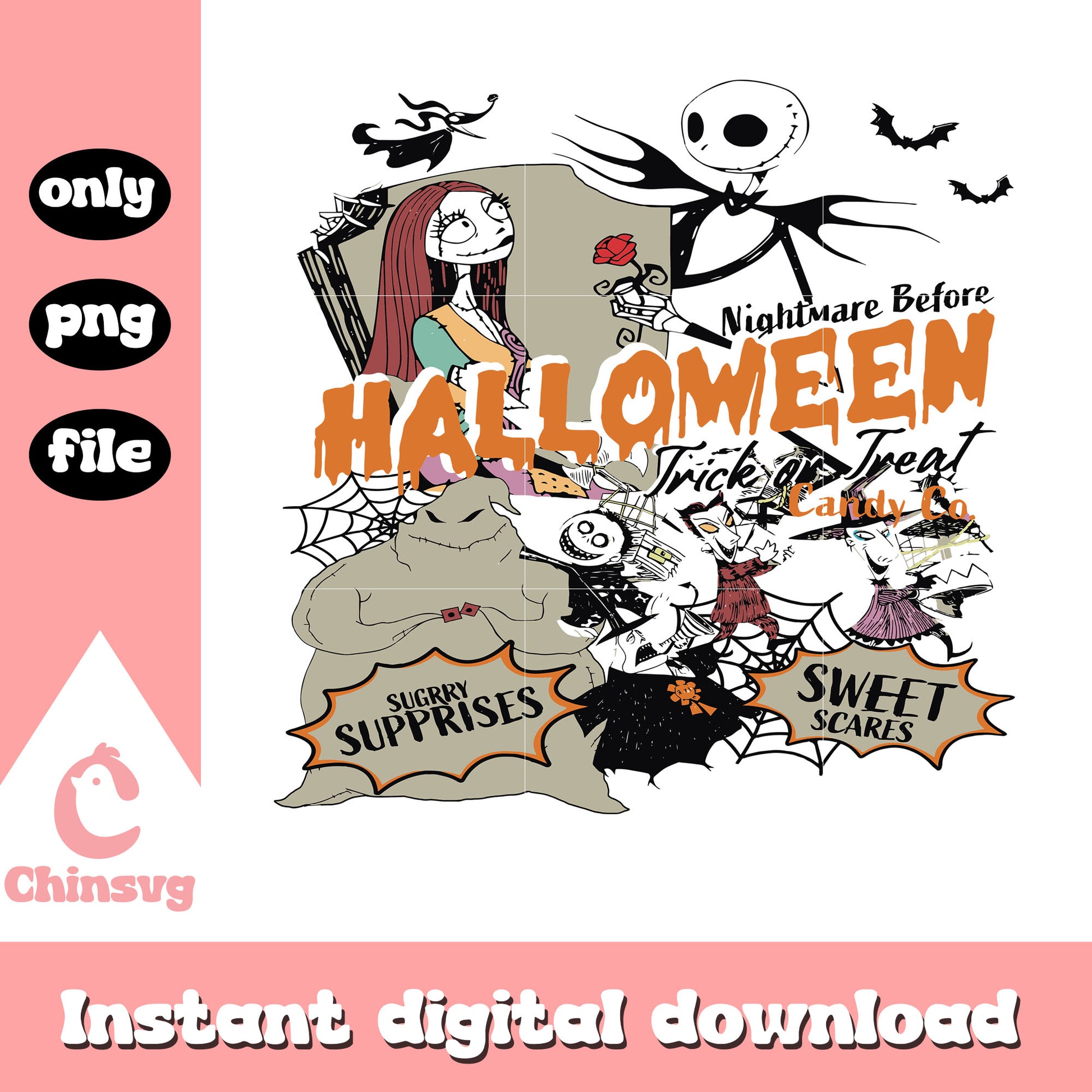 Nightmare before halloween jack sally design png, jack skellington png