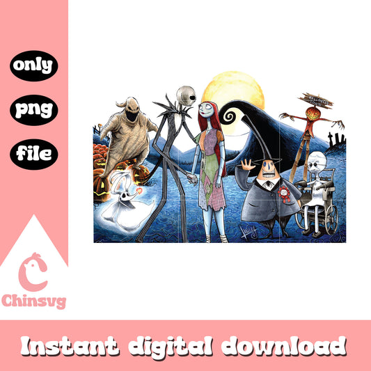 Nightmare characters gothic design png, nightmare before christmas png