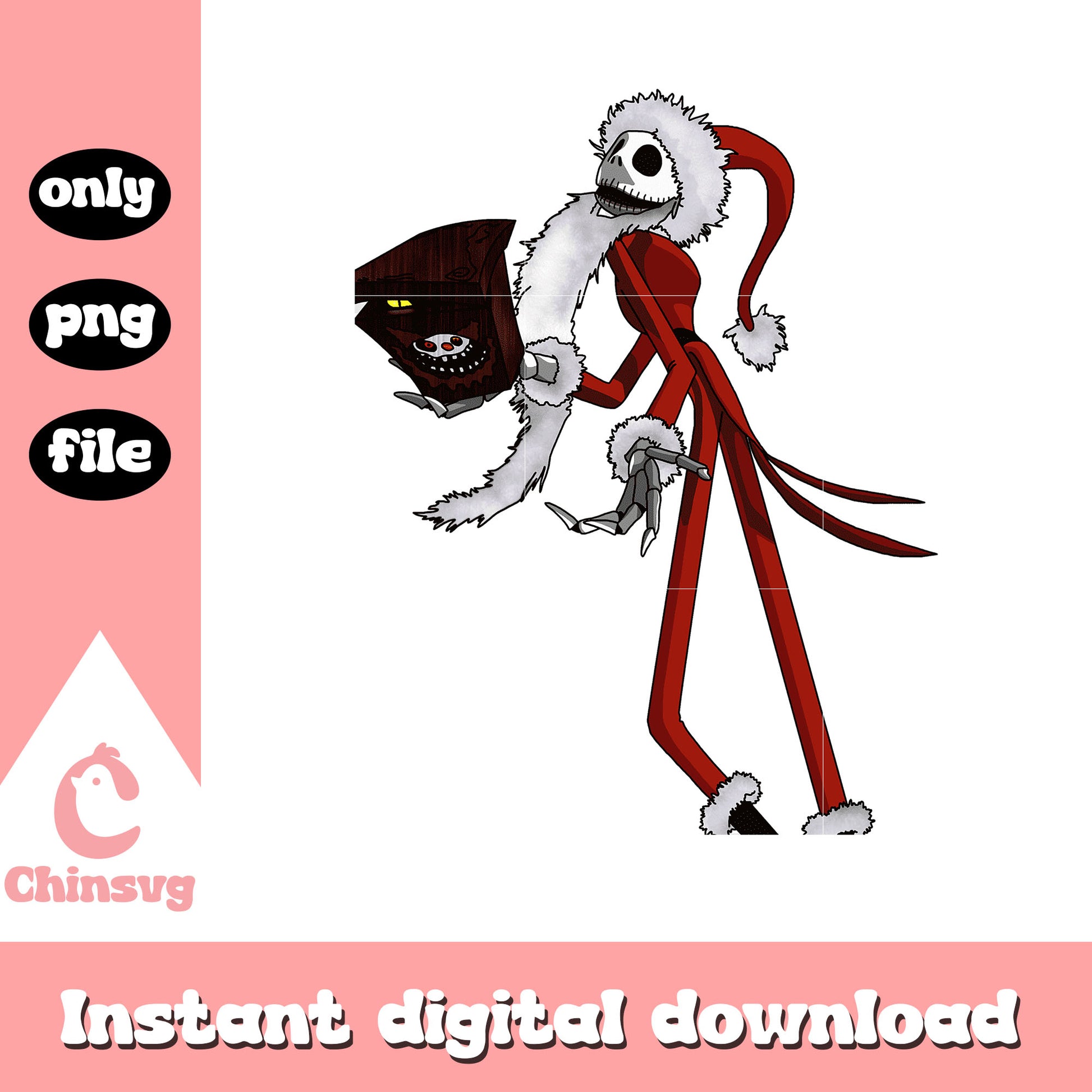 Nightmare movie santa character png, santa night before christmas png