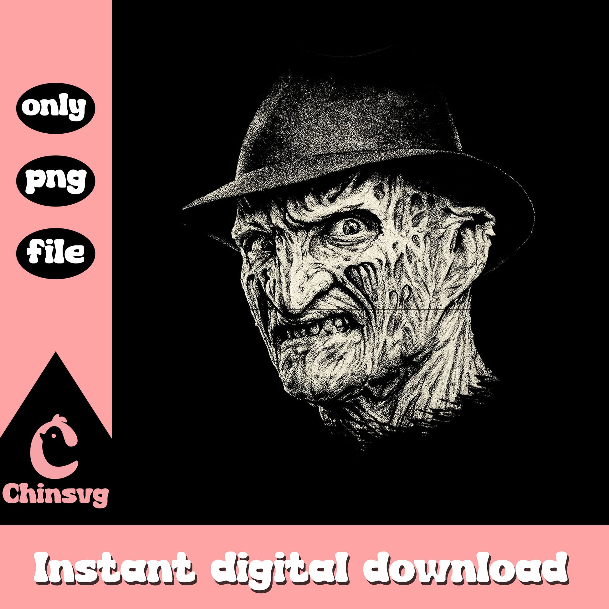 Nightmare on elm street freddy krueger face design png, halloween png