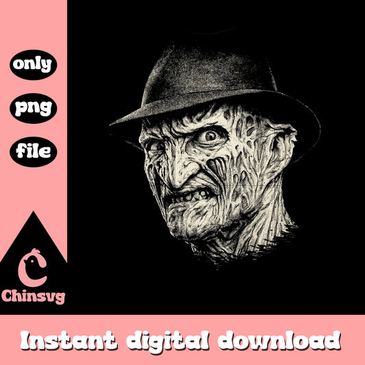Nightmare on elm street freddy krueger face design png, halloween png