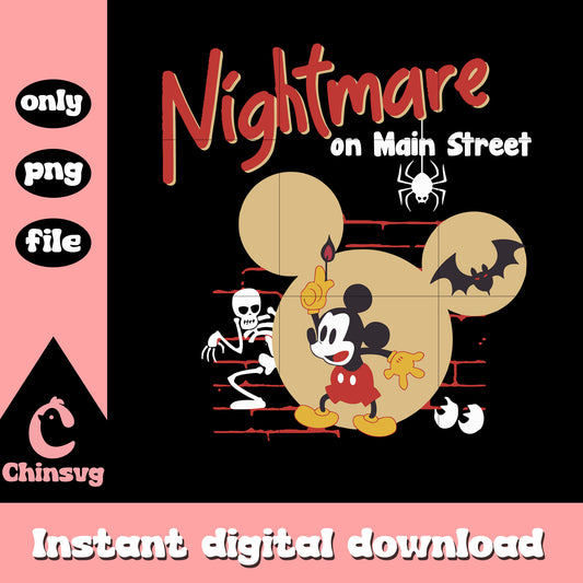 Nightmare on main street mickey design png, disney mickey ear png