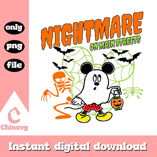 Nightmare on main street mickey ghost png, mickey halloween png
