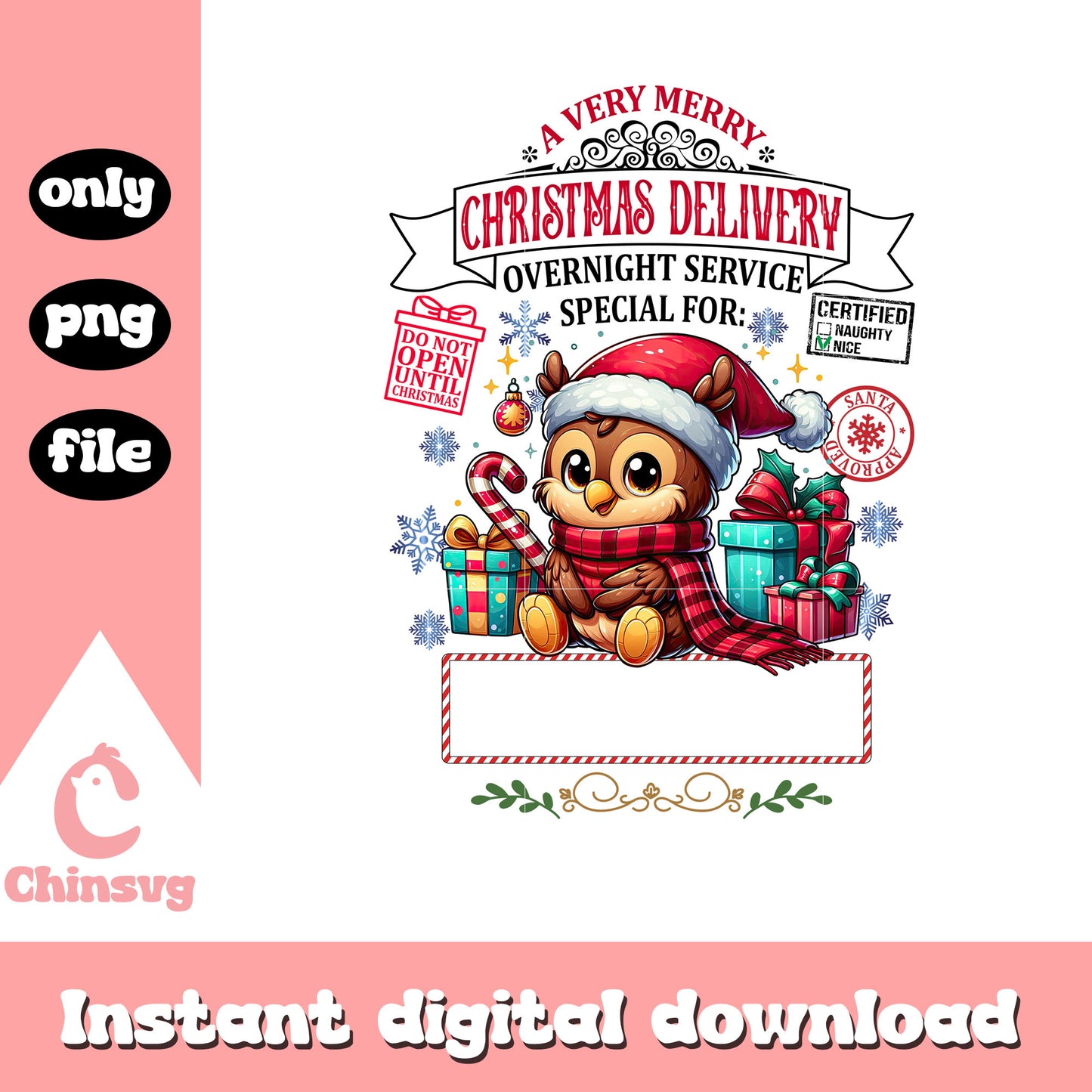 Night owl cartoon merry christmas delivery png, christmas vacation png