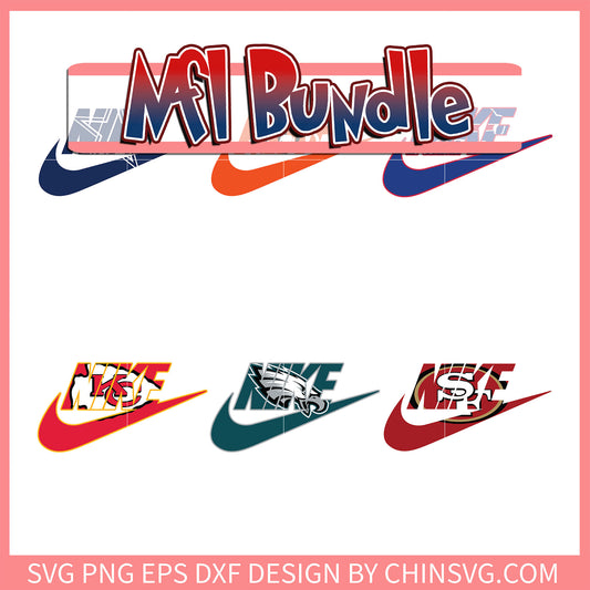 Nike logo nfl football bundle svg, 2025 nfl draft svg