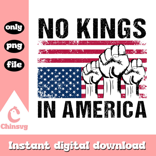 No kings in america hand fight design png, flag america png
