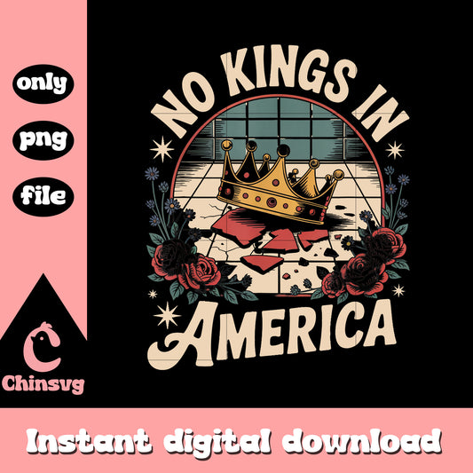 No kings in america logo design png, democracy​ png, trump protests​ png