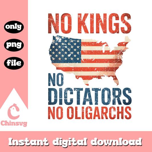 No kings no dictators no oligarchs design png, america map​ png