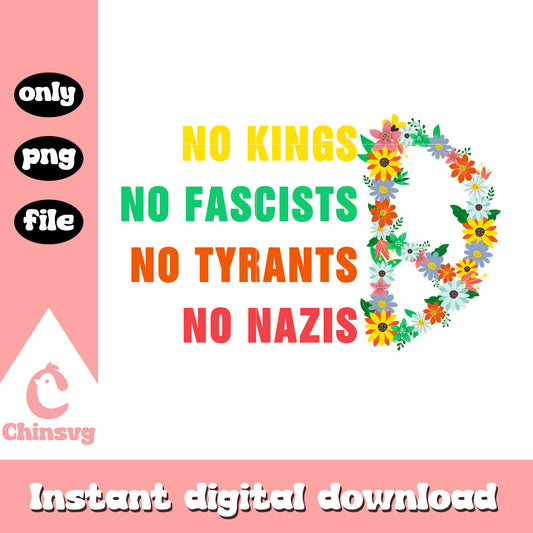 No kings no fascists flower quote png, 4th of july memes​ png