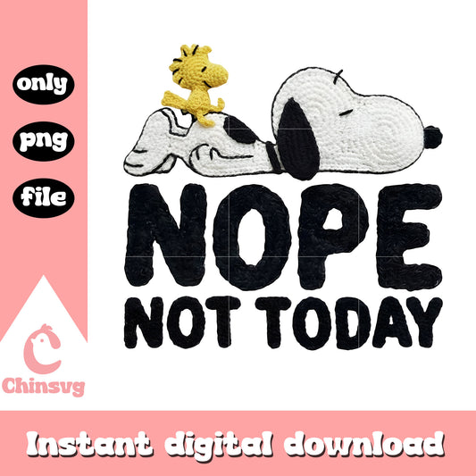 Nope not today snoopy crochet png, cute snoopy​ png, lazy snoopy​ png