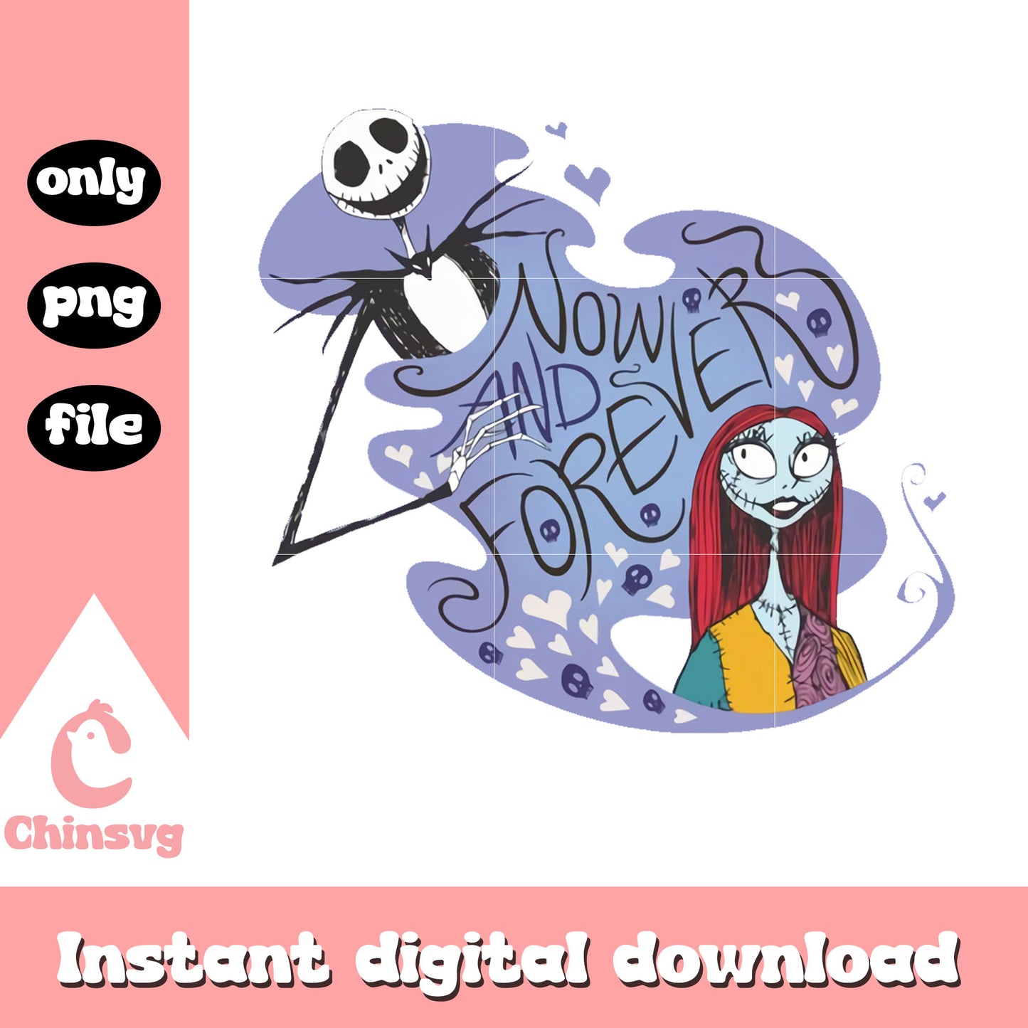 Now and forever jack and sally design png, jack and sally png
