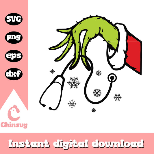 Nurse grinch christmas svg, grinch nurse svg​, grinch hand​ svg