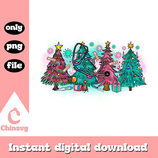 Nurse christmas tree clipart design png, happy merry christmas png