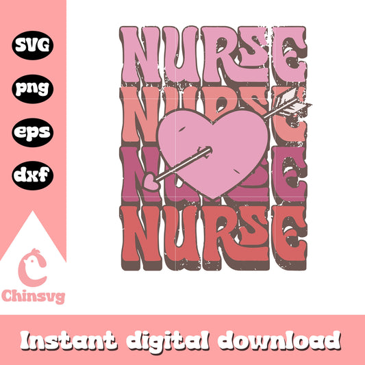 Nurse heart shape font design svg, valentine day svg, nurse svg