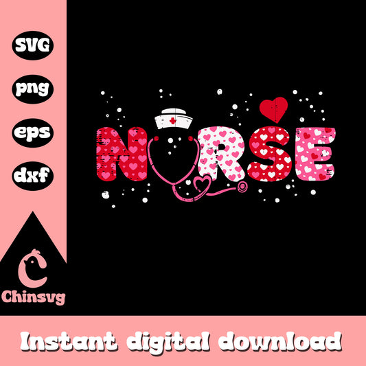 Nurse heart valentine logo design svg, nurse valentine svg