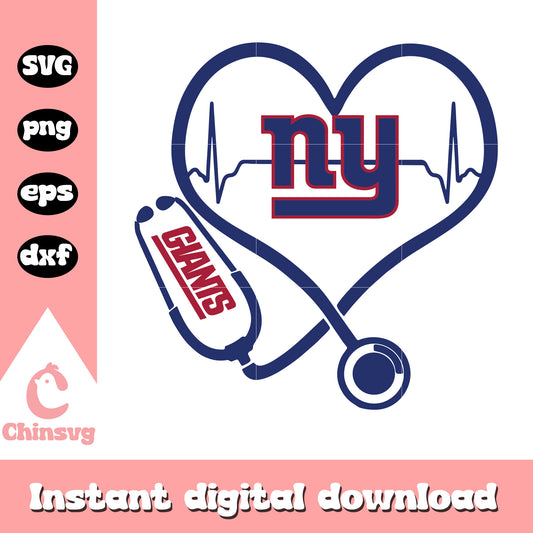Ny giants nfl heart stethoscope logo svg, new york giants new logo svg