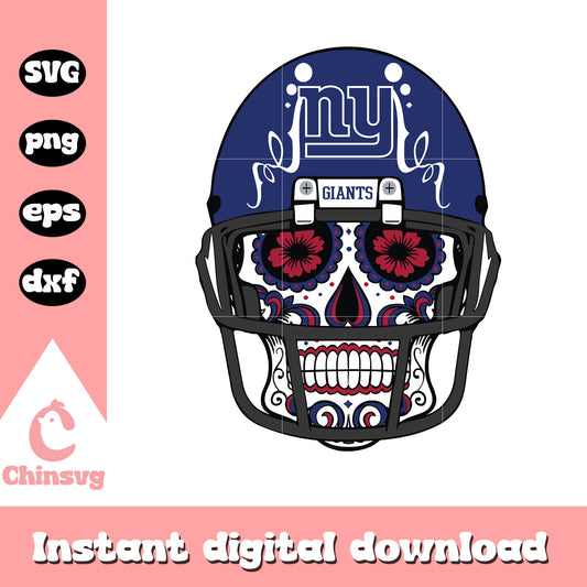 Ny giants nfl skull helmet flower svg, new york giants helmet logo svg