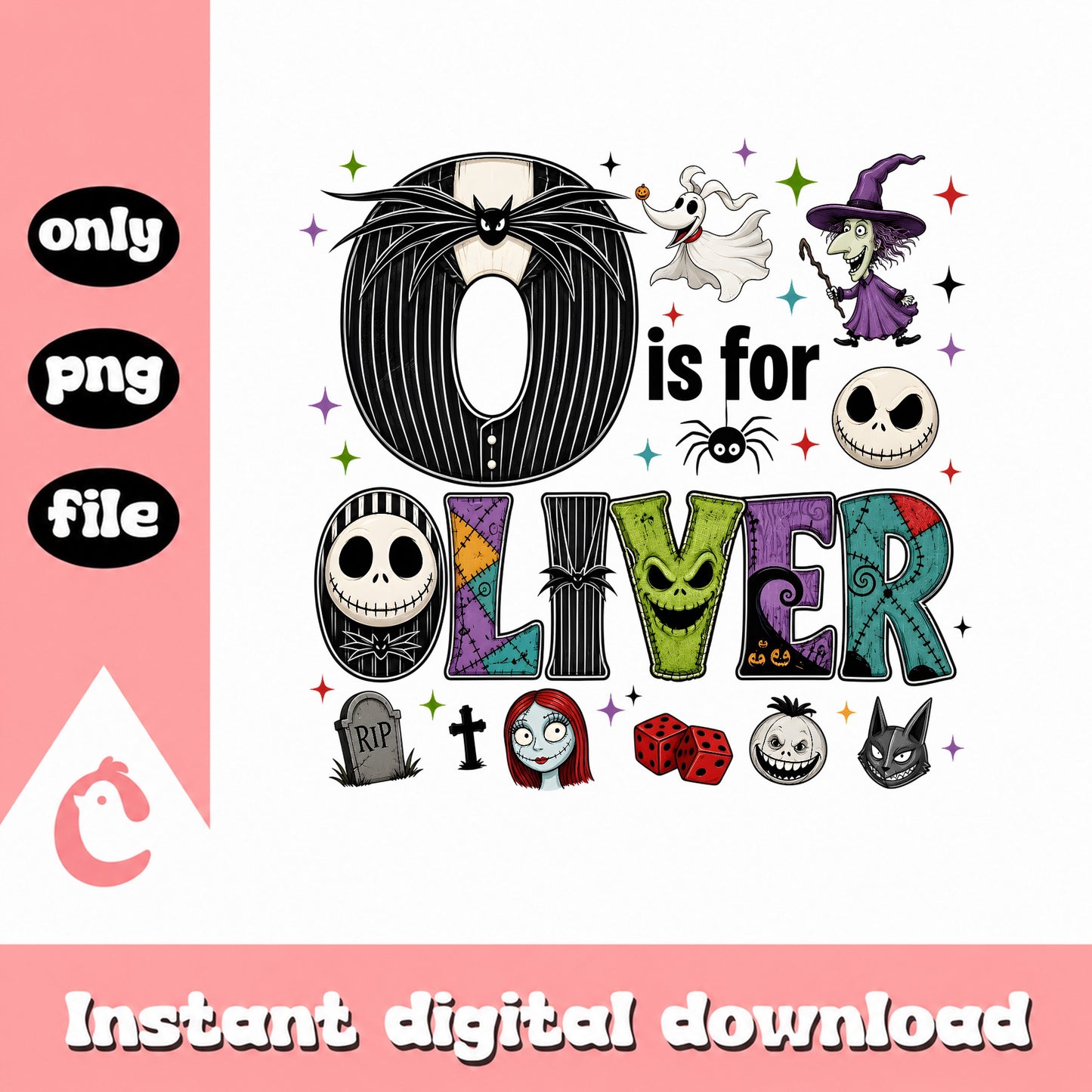 O Is For Oliver Nightmare SVG, Halloween SVG, Nightmare PNG