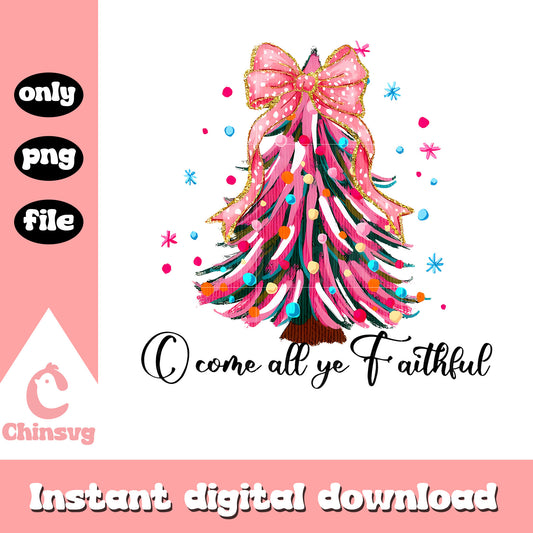 O come all ye faithful christmas tree png, pink christmas tree​ png